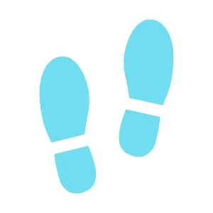 Two blue footprint icons on a white background
