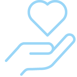 Line art of a hand holding a heart. Foundational principles of Oasis of Hope Psychotherapy are empathy & acceptance.