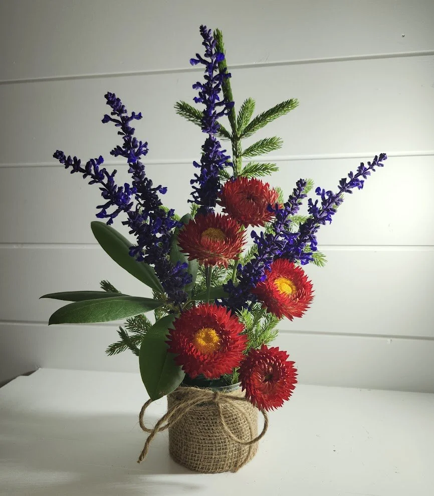 Salvia and strawflowers