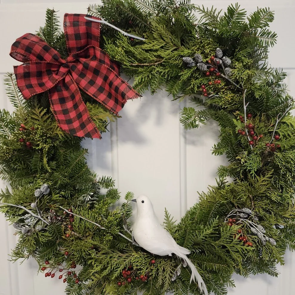 White Xmas Bird Wreath