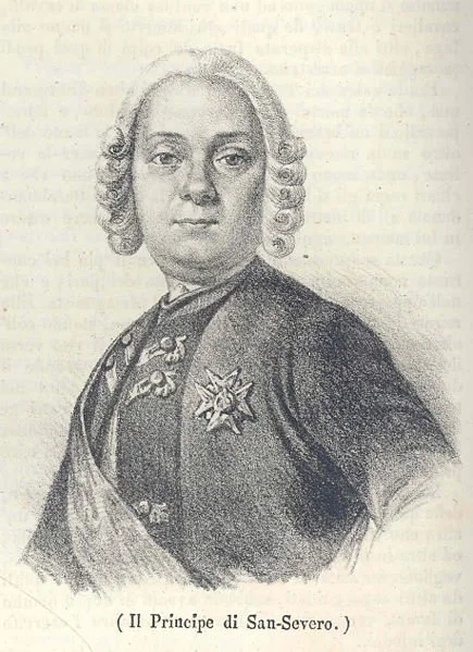Portrait gravé de Raimondo di Sangro, prince de Sansevero, alchimiste et commanditaire de la chapelle Sansevero à Naples au XVIIIe siècle.