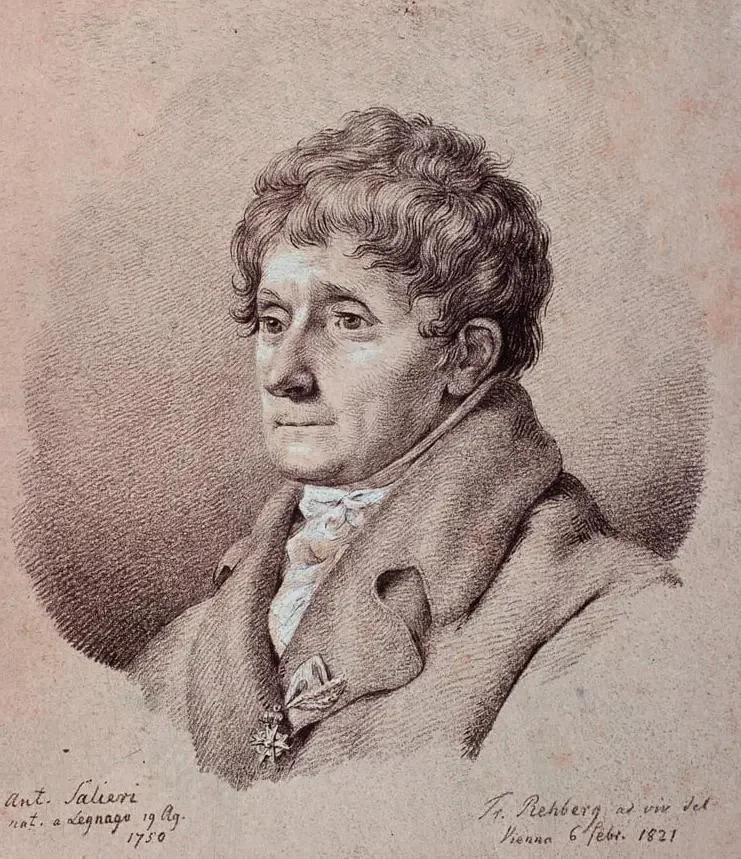 Portrait gravé d'Antonio Salieri par Reberg