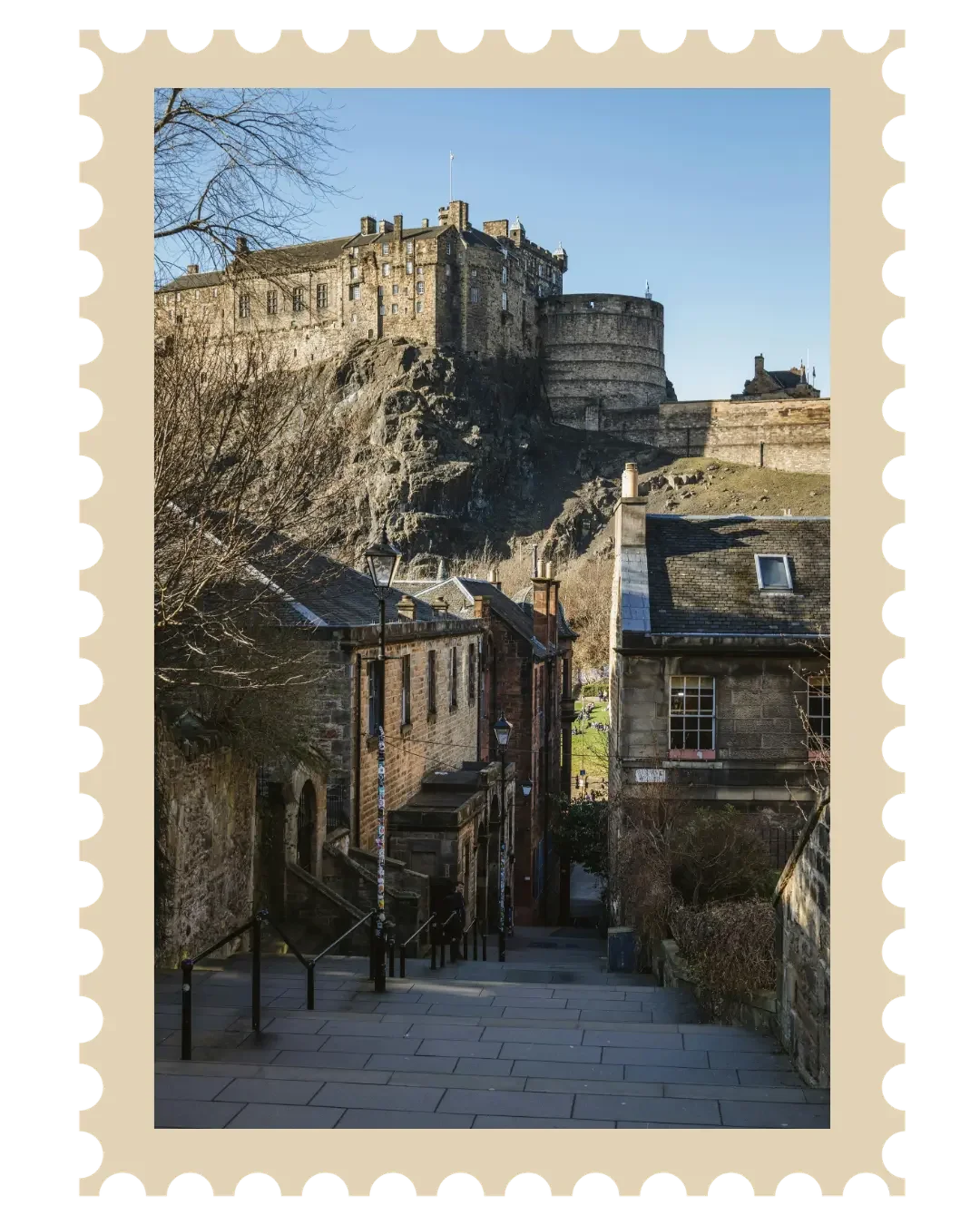 Vue du château d'Edimbourg depuis le Vennel