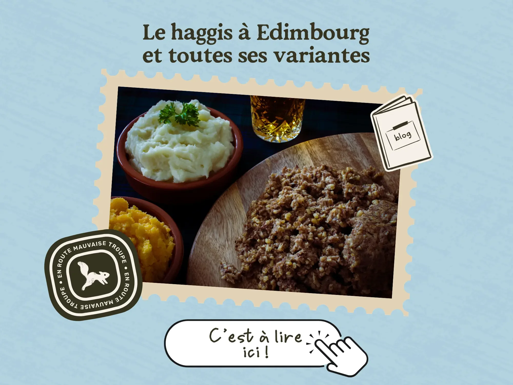 Haggis traditionnel servi avec neeps and tatties, spécialité écossaise à Édimbourg