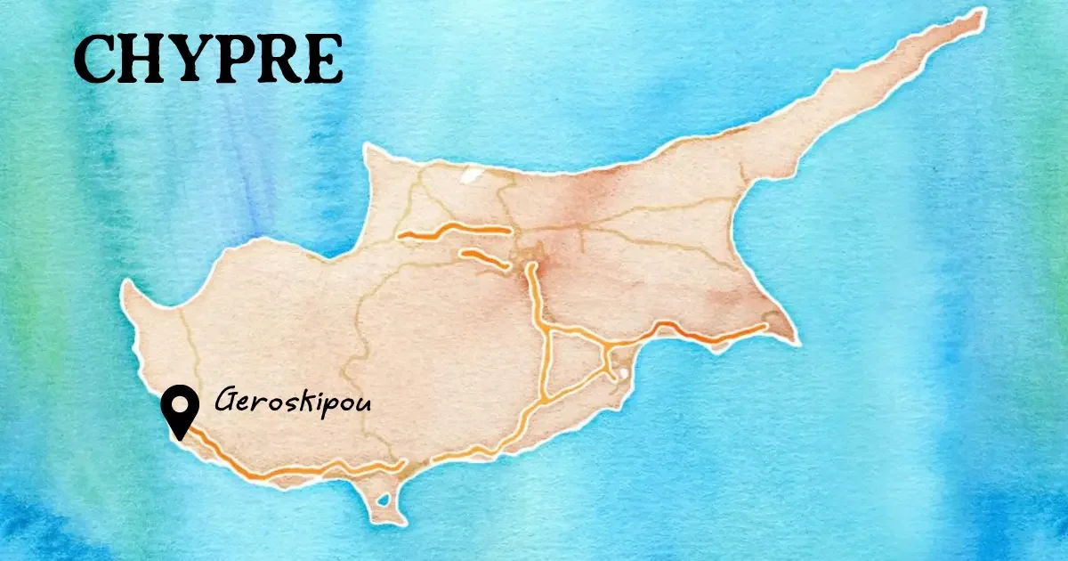 carte-chypre-geroskipou-loukoumi Texte de remplacement : Carte de Chypre situant Geroskipou, ville du loukoumi, près de Paphos