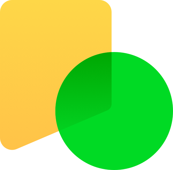 A pie chart with a mostly green section and a smaller yellow section.