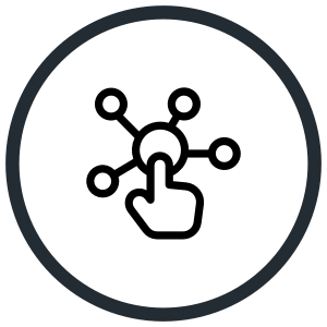 A black circle with a gray border on a black background.