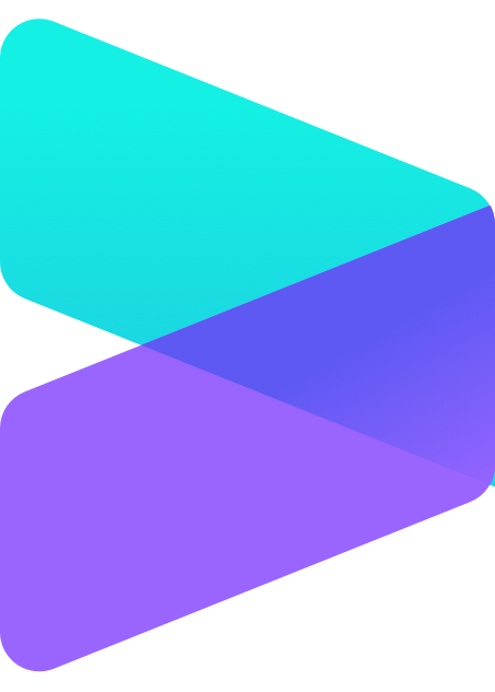 A stylized play button icon with shades of blue and purple.