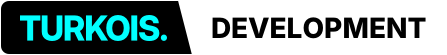 Logo with black background, blue and white text that reads 'TURKOIS. DEVELOPMENT'