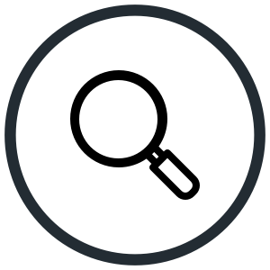 A black circle with a dark outline on a white background.