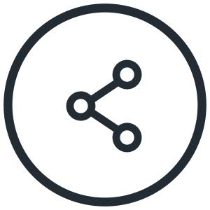 Icon of a share symbol inside a circle