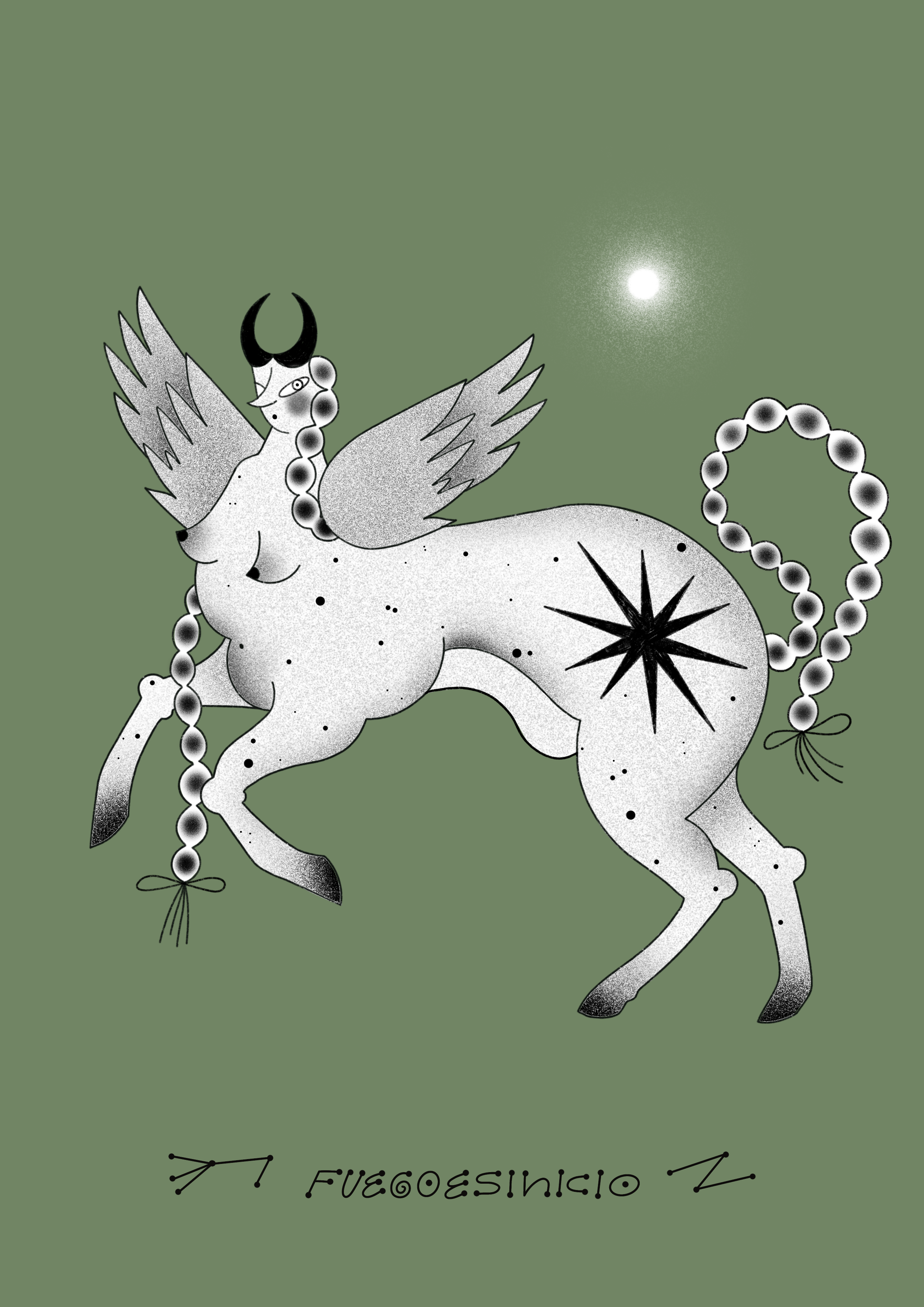 digital illustration goddess horse .PNG