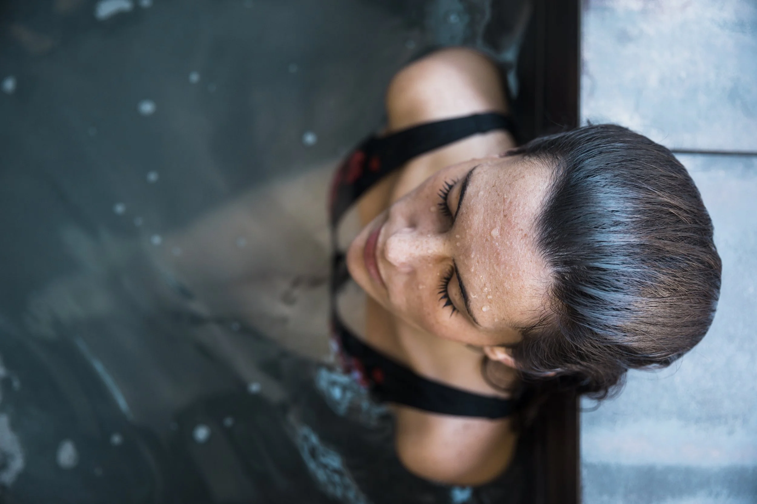 Woman relaxing in water