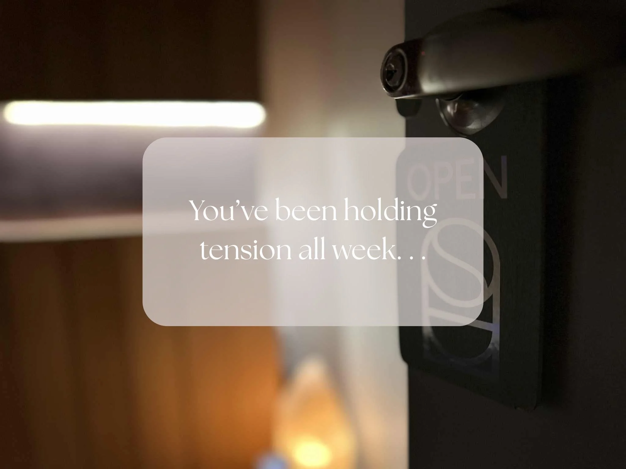 You&rsquo;ve been bracing all week . . .

Not just physically.

Mentally too.

Holding conversations.
Holding stress.
Holding your posture.
Holding everything together.

And your body reflects that.

That&rsquo;s why by the end of the week you feel:

