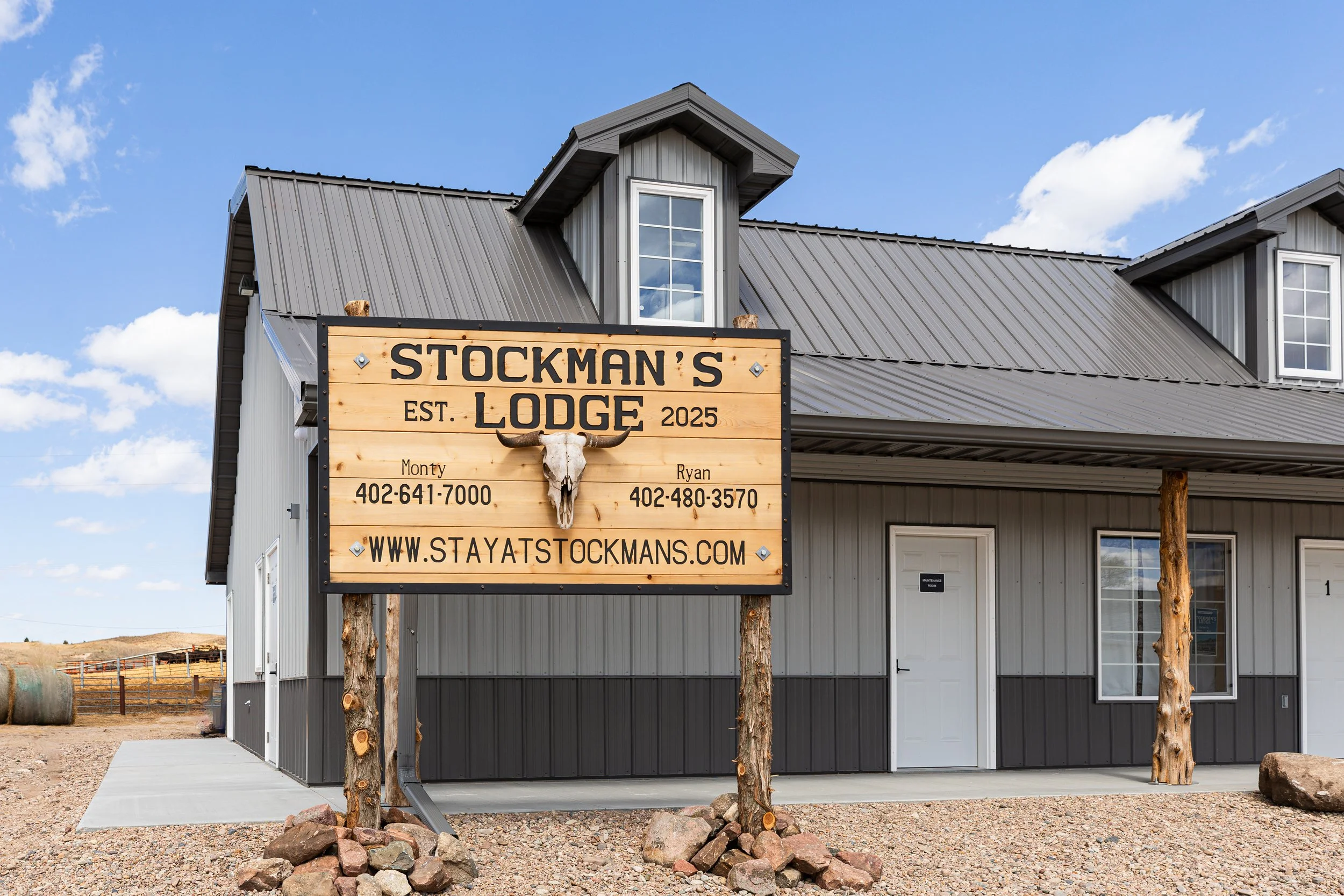 Exterior Stockman's Lodge sign.