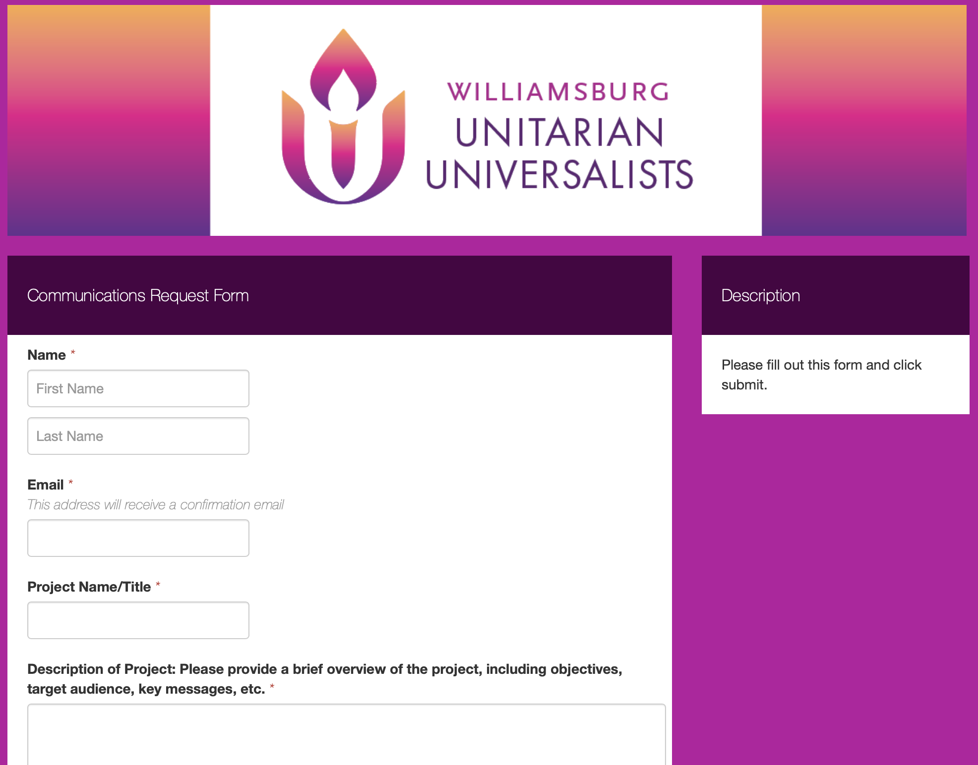 New Communications Request Form