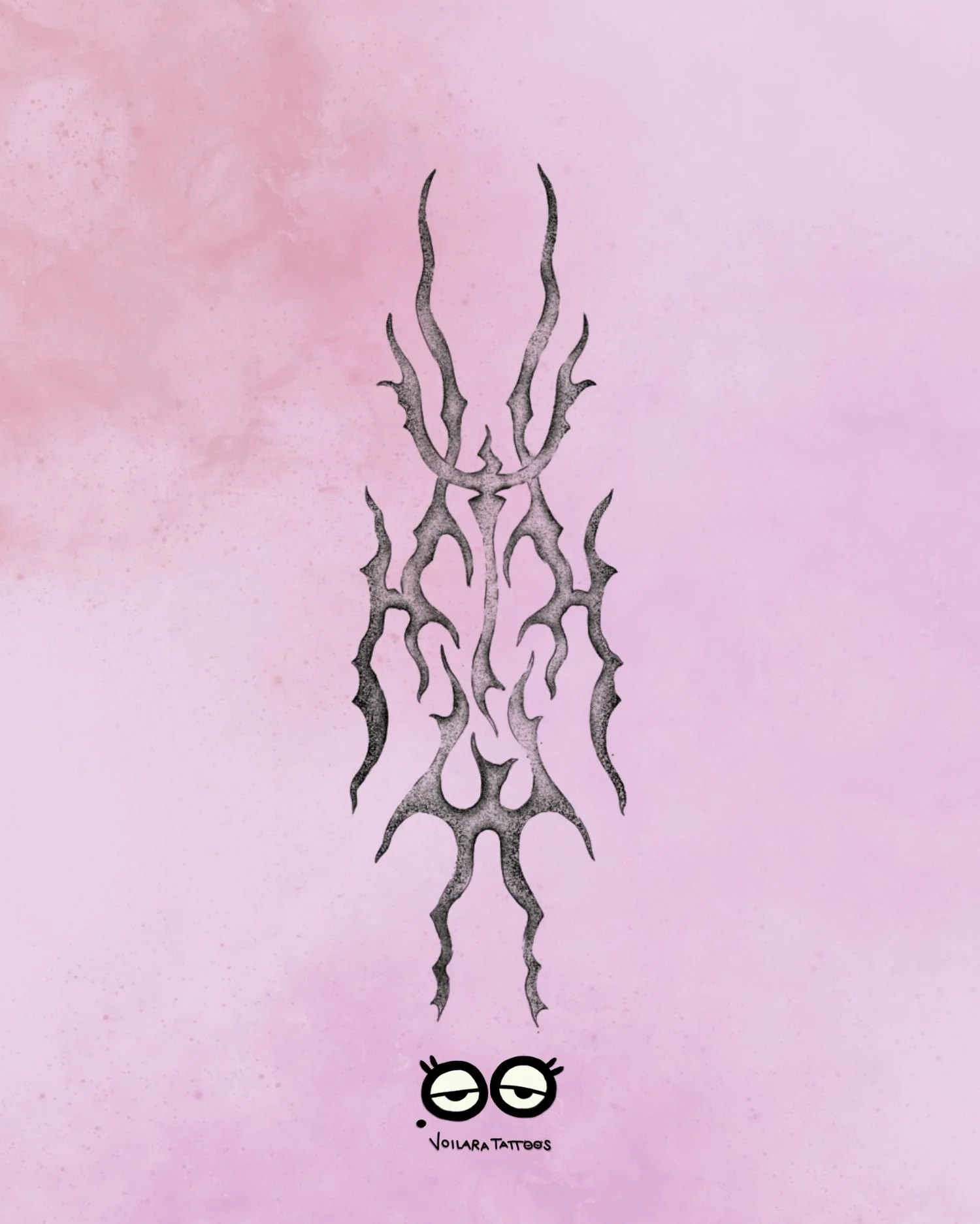 Fineline symmetrisches Tribal Tattoo Motiv