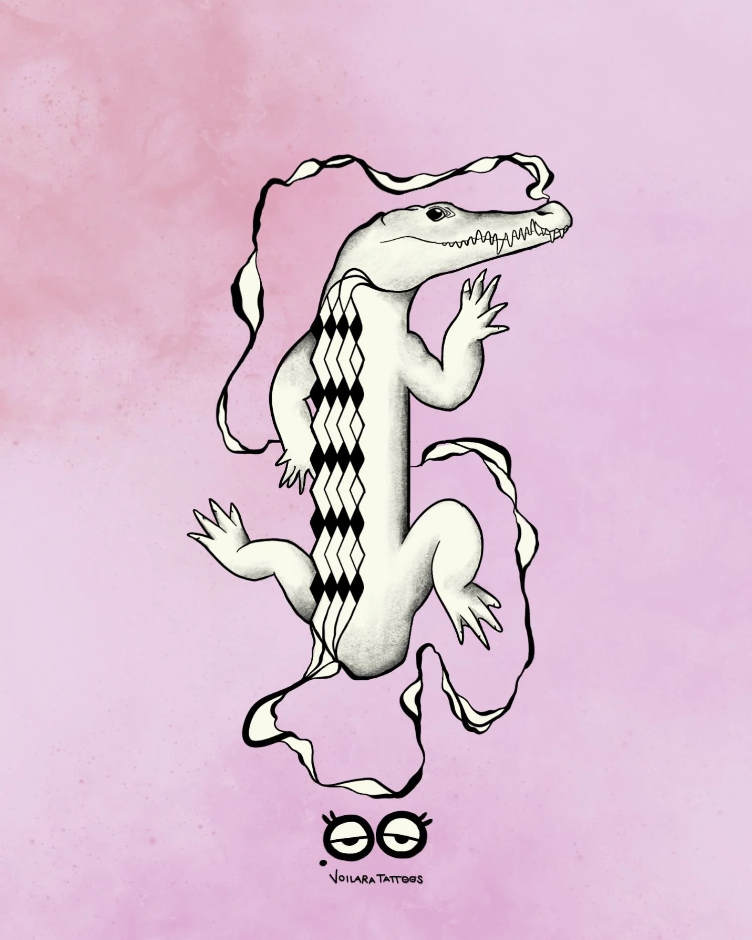 Abstraktes Krokodil mit abstrakten Linien 