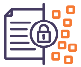 Document with a lock icon and orange squares indicating security or encryption