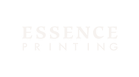 Logo for Essence Printing with white text on a black background.