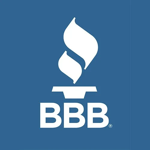 BBB logo with a white torch flame above a stylized balancing scale and the letters BBB below.