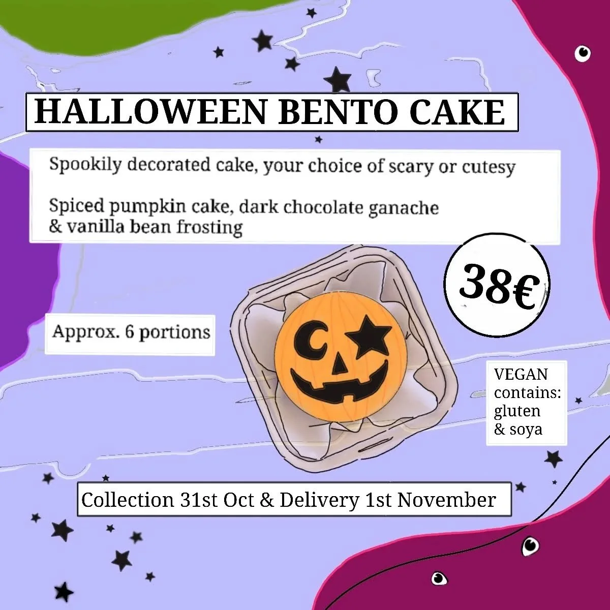 Vegan Halloween bento cakes available this week, perfect for your spooky party or a gift for the horror fan in your life 🎃🦇
Order on website 💜
.
#halloween #bentocake #halloweenbentocake #veganhalloween #halloweenparty #veganbrussels