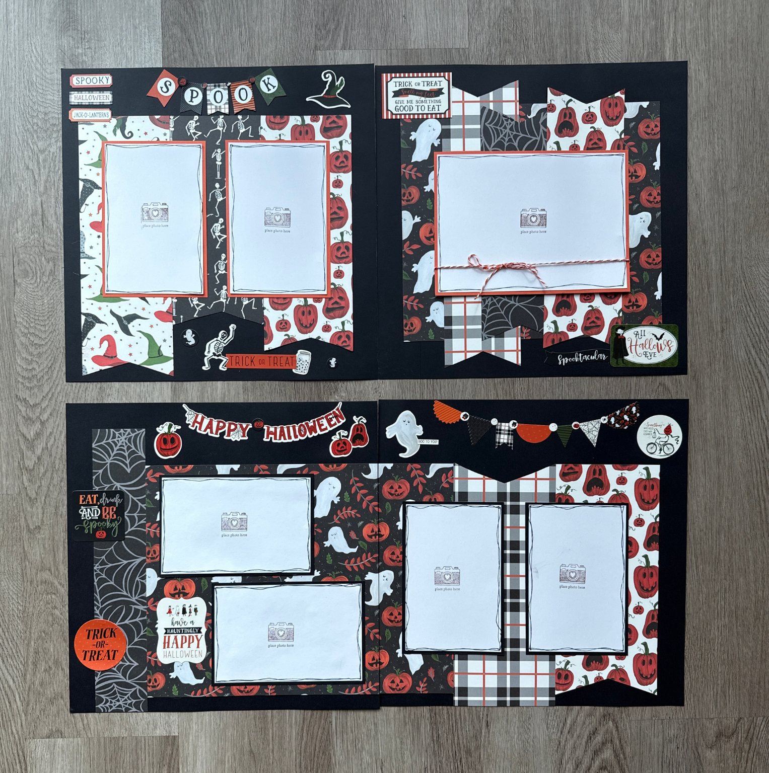 Happy Halloween Scrapbook DIY Kit, Two 2-page Halloween Layouts