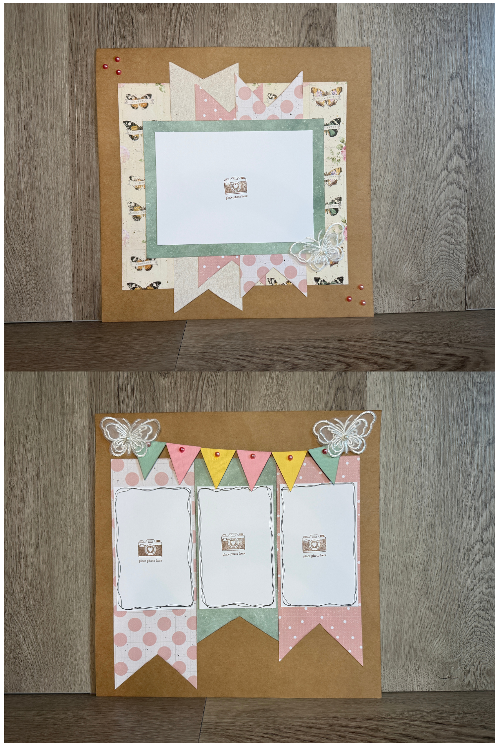 Butterfly Banner Premade Scrapbook Page