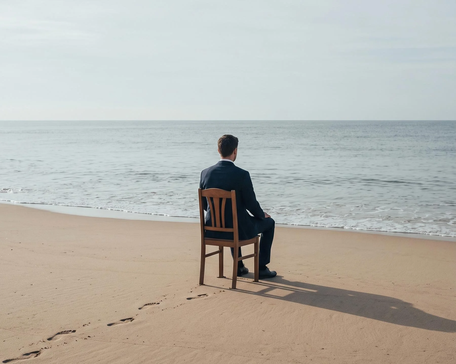 Business Executive sitting on a chair with his mind elsewhere