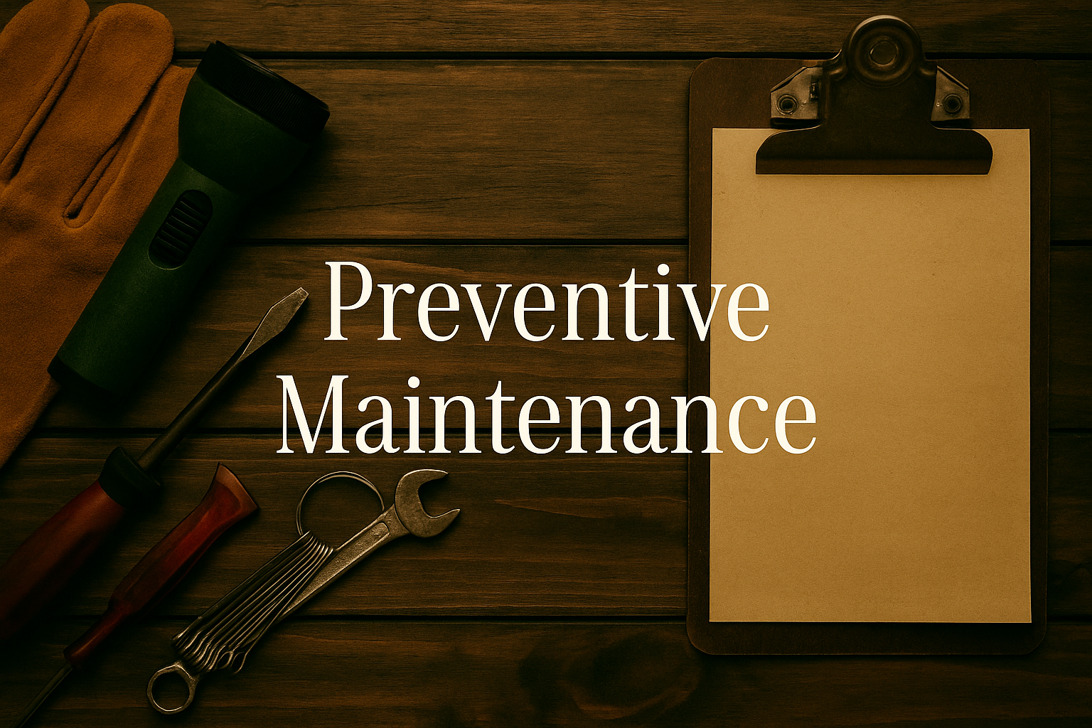 Service technician inspecting and cleaning equipment in a workshop setting