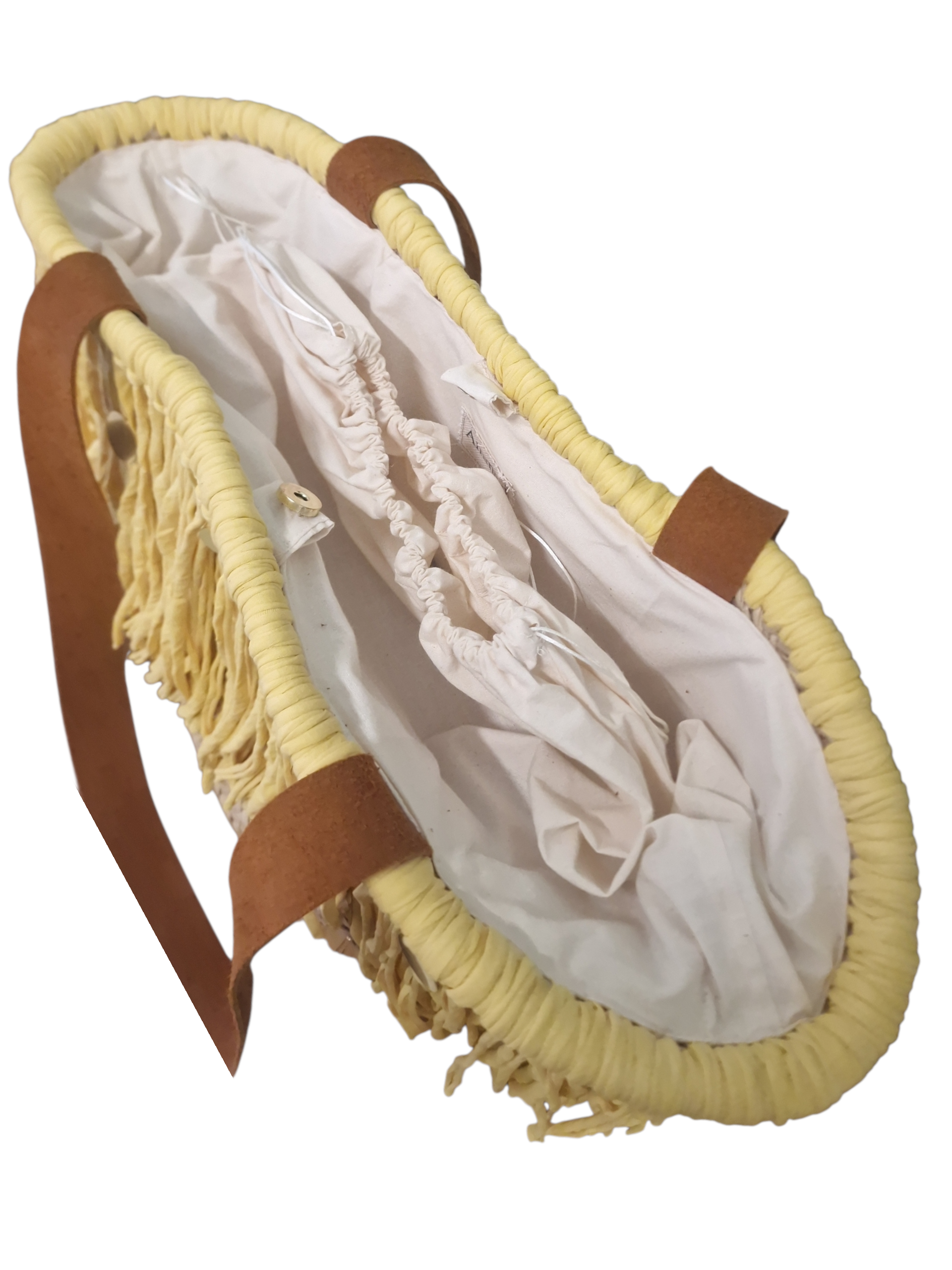 vista dall'aalto della maxi bag ammuri con sacchetto interno color panna e bottoncino magnetico come chiusura