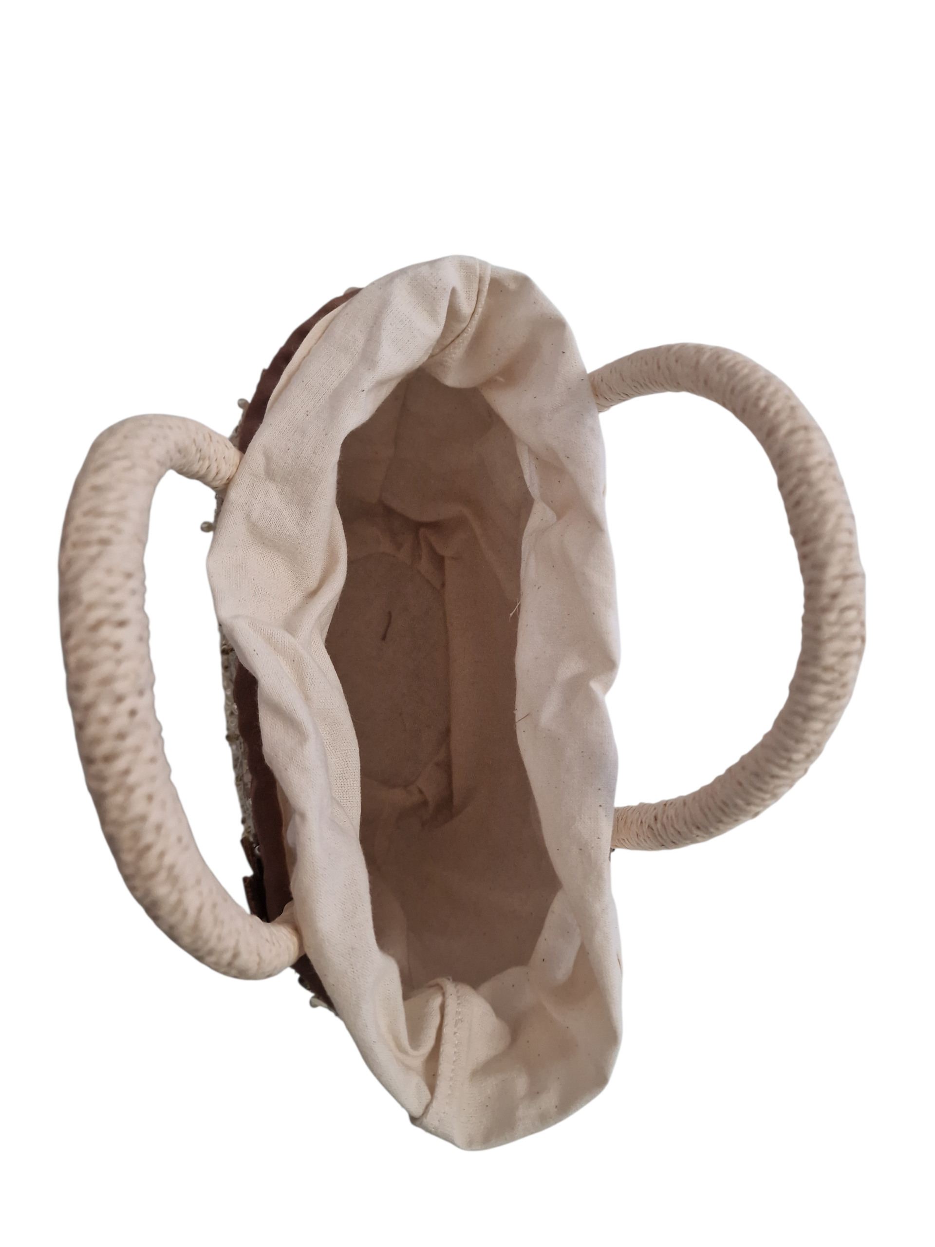 interno visto dall'alto in cotone color panna , capiente , leggera e versatile