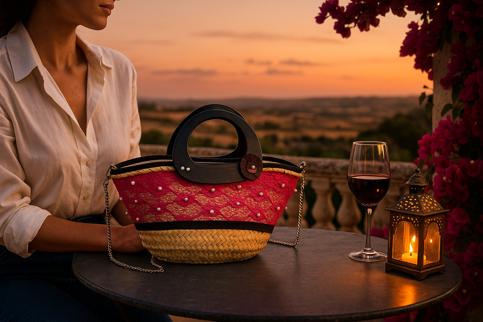 Coffa “Schiantosa” Ammuri in scena serale romantica, Sicilia elegante e raffinata