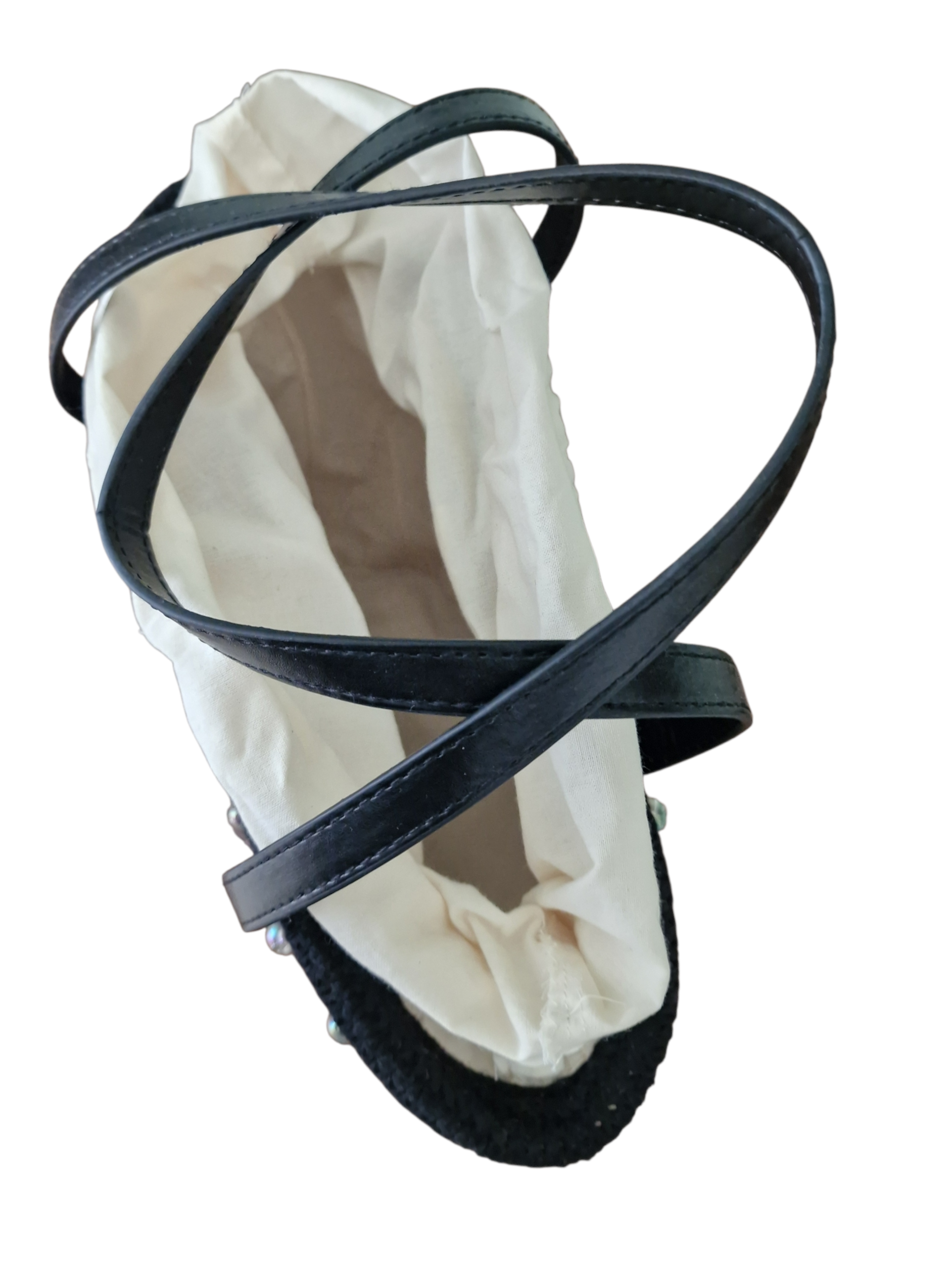 foto del sacchetto interno realizzato a mano in cotone grezzo color panna e tasca interna