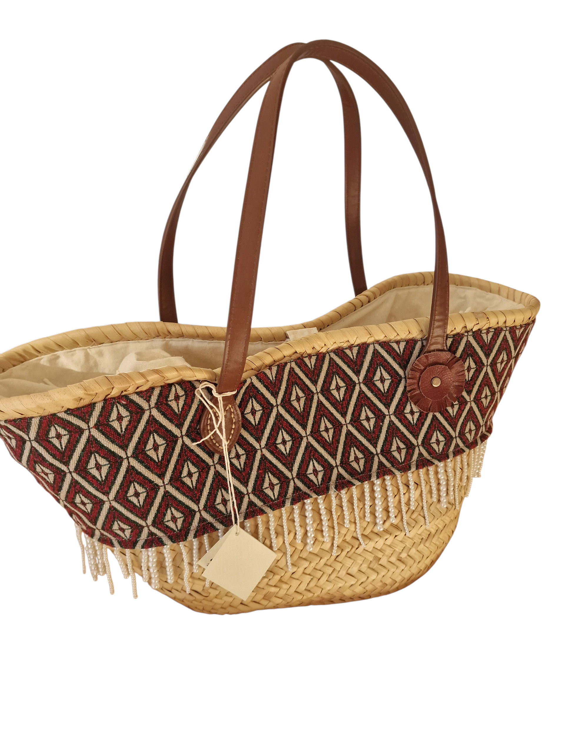 collezione Ammuri borsa coffa siciliana elegante da donna, vista laterale con rivestimento interno