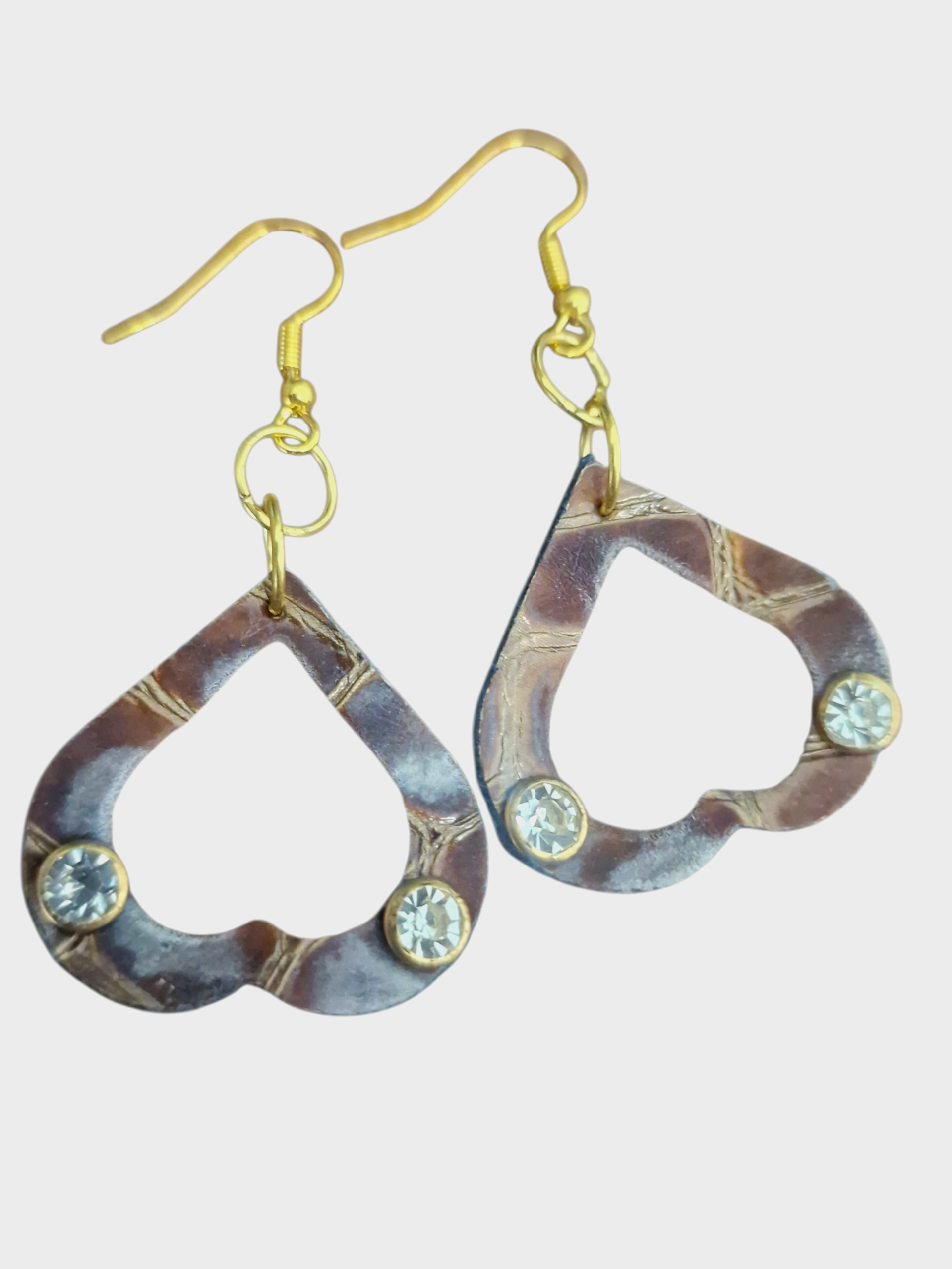 Orecchini pendenti a cuore Cioccolato d’Ammuri con cristalli e ganci dorati