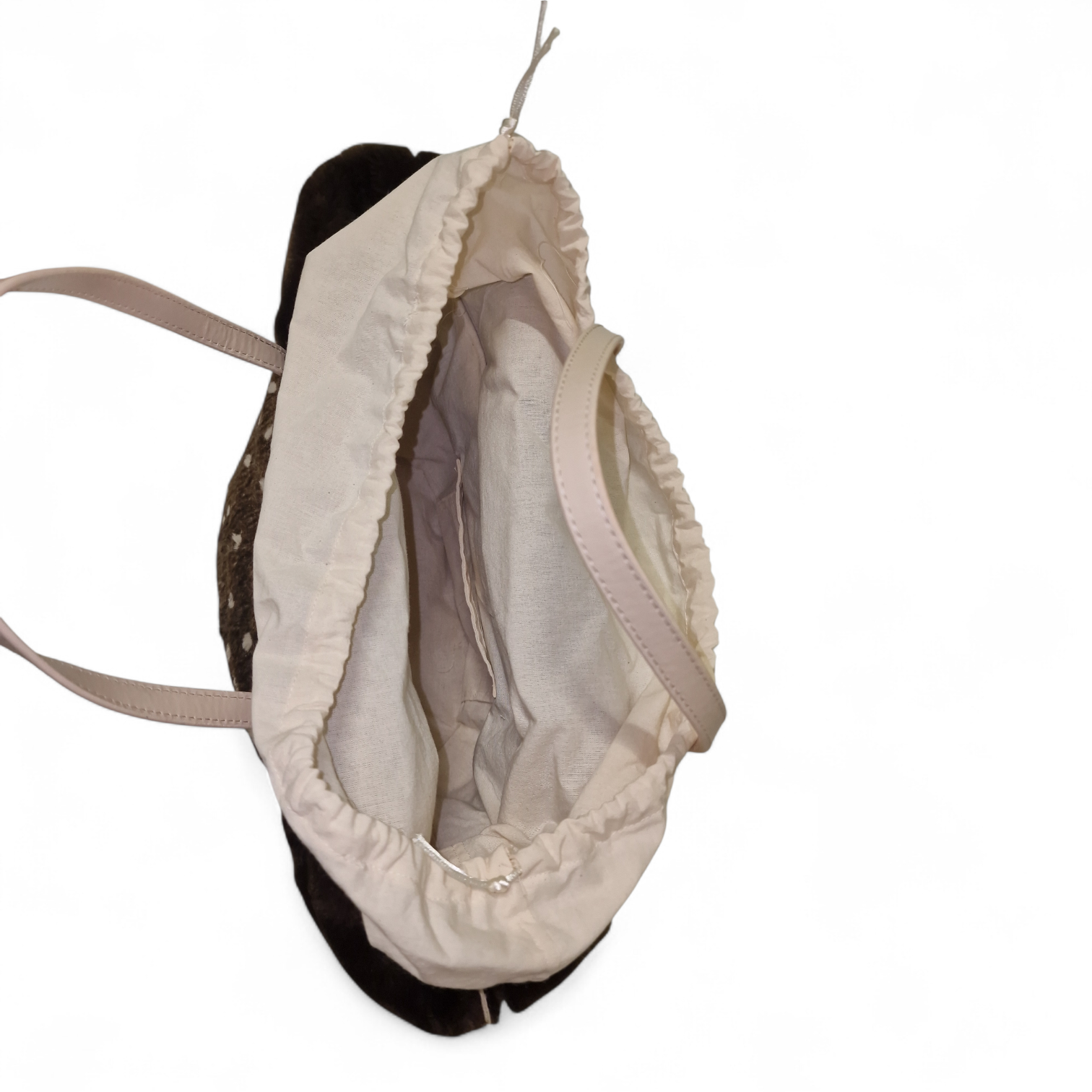 interno della bortsa terra viva fatto di cotone grezzo naturale e tasca