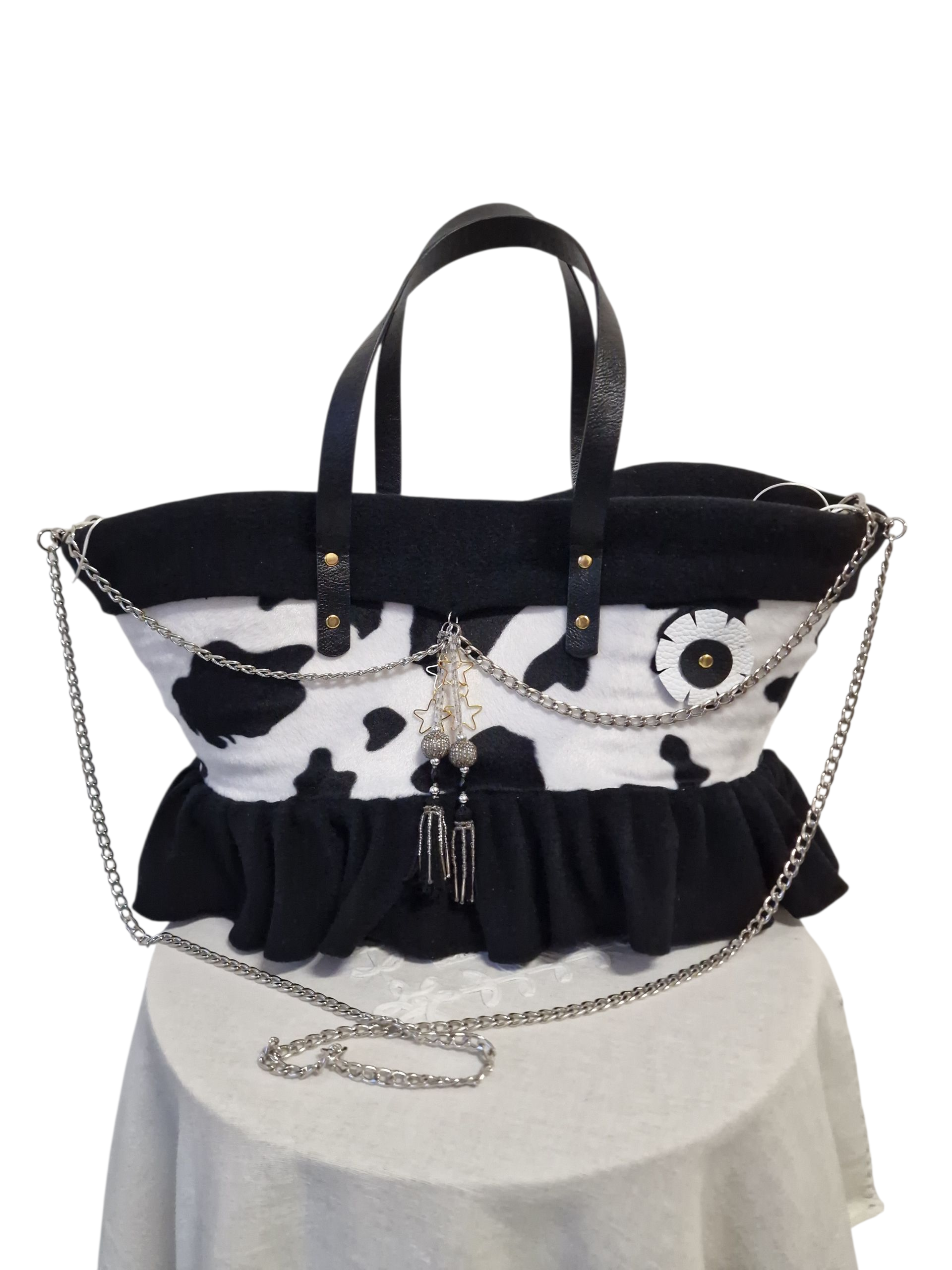 Borsa artigianale Ludovica – Cavallino muccato e pelle nera