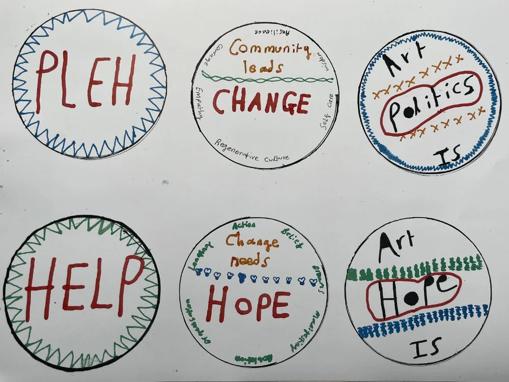 Words and Power, pen on vinyl stickers, 210x297mm, 2025