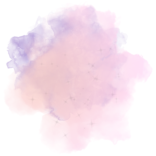 Pink and purple watercolor cloud with star-like sparkles.