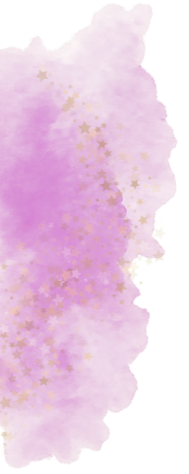 A watercolor splash in shades of purple with gold star-shaped accents scattered throughout.