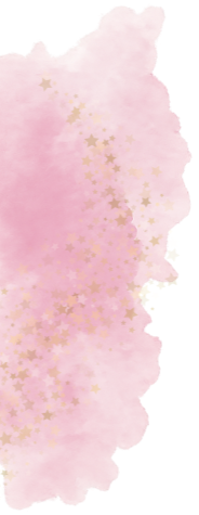 Pink watercolor background with gold stars scattered across