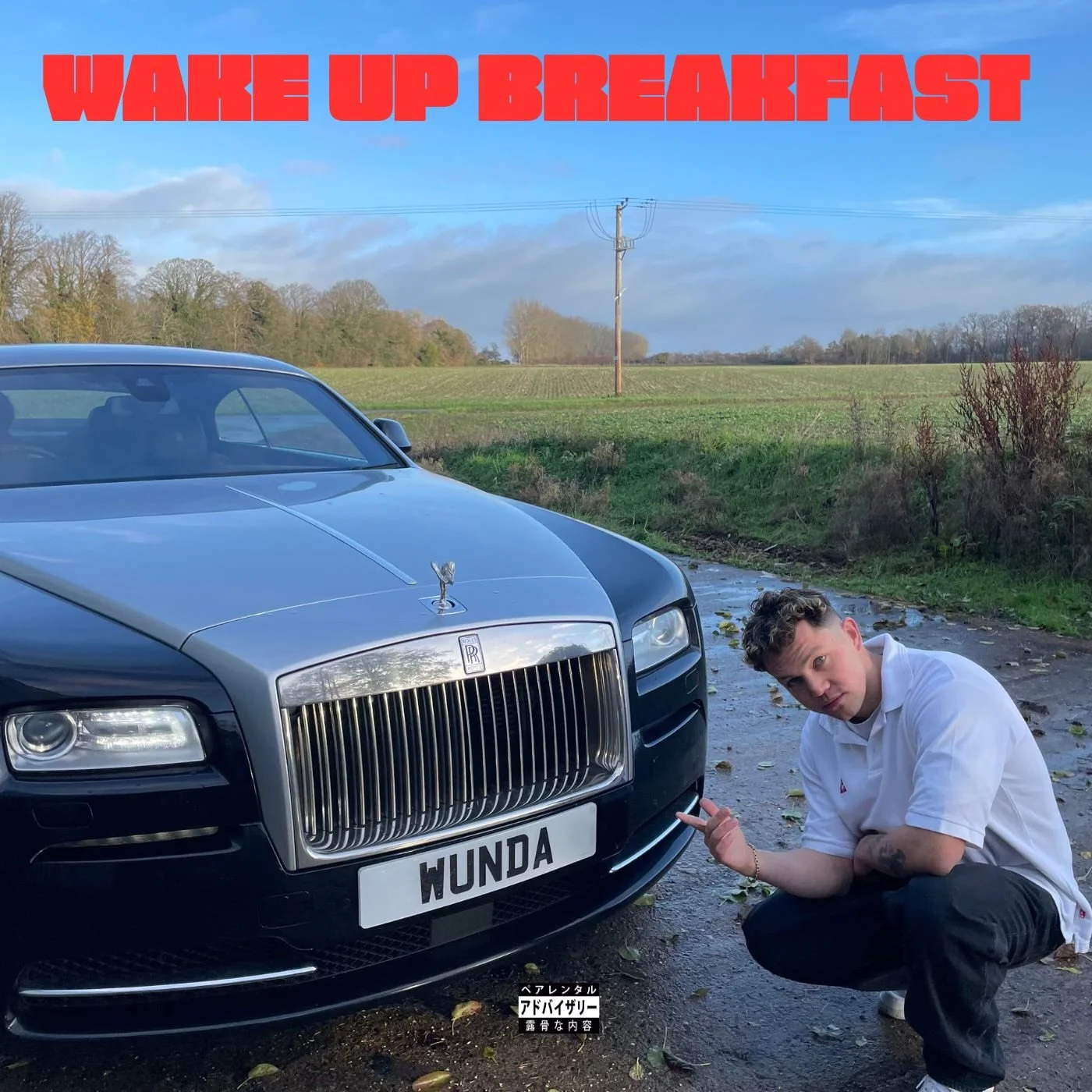 Cool person crouching down in front of a Rolls Royce car