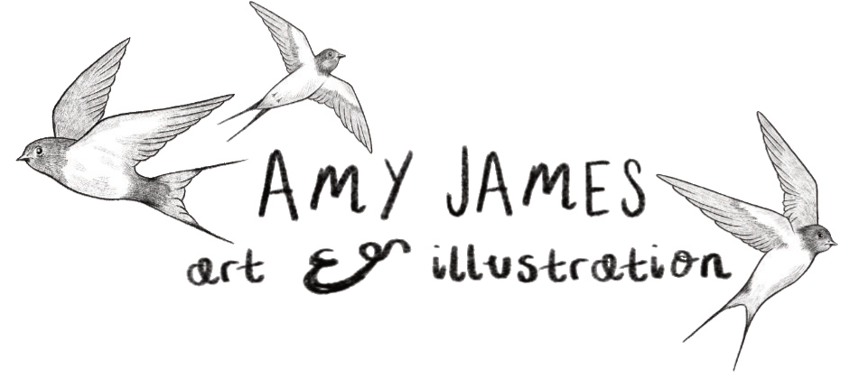 Amy James freelance picture book artist based in Northamptonshire. Amy James artist logo, picture book maker