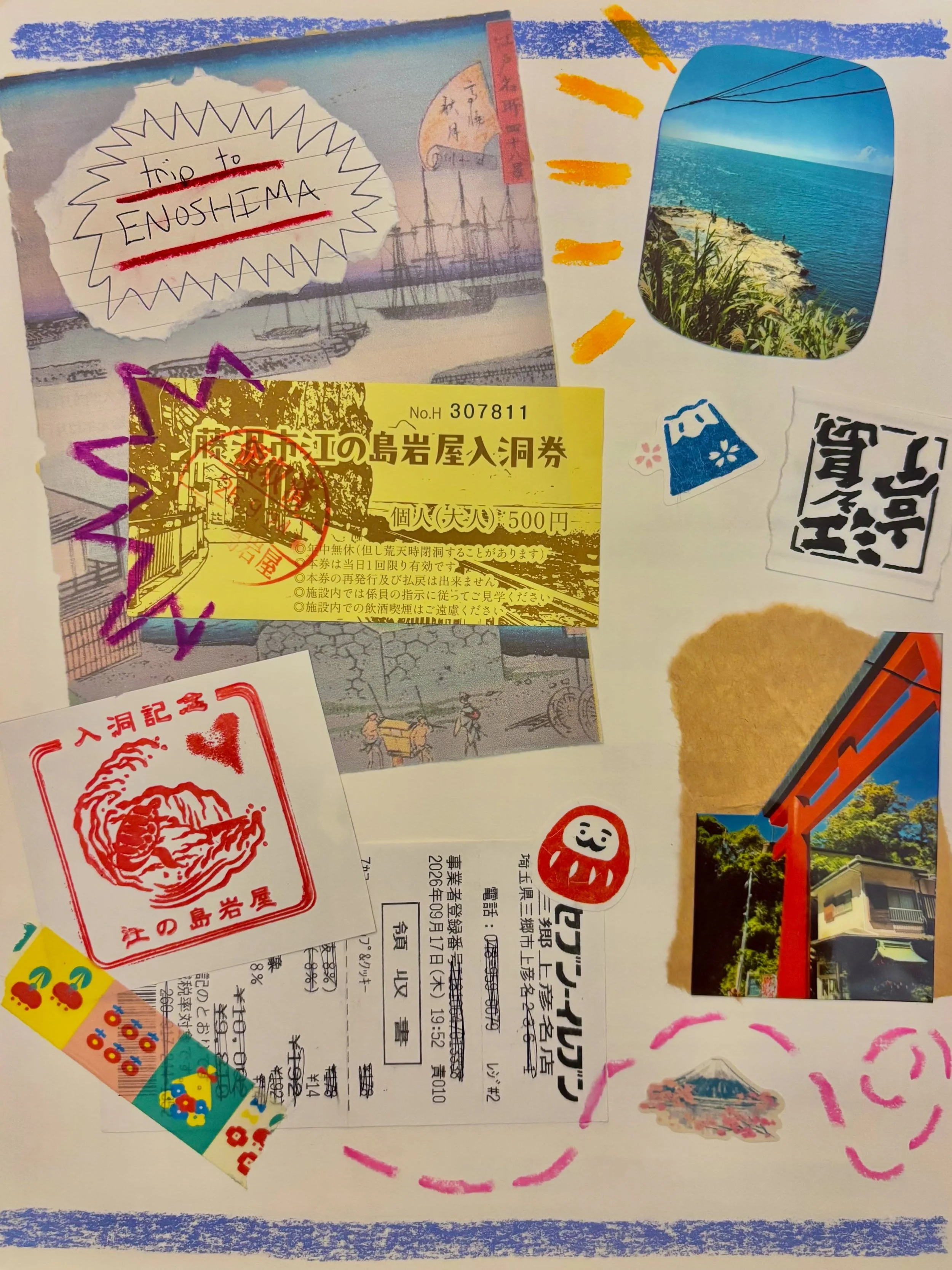 JUNK JOURNAL PAGE FROM ENOSHIMA🌊⛩️⛴️🐚

#junkjournal #traveljournal #collage #japan #enoshima