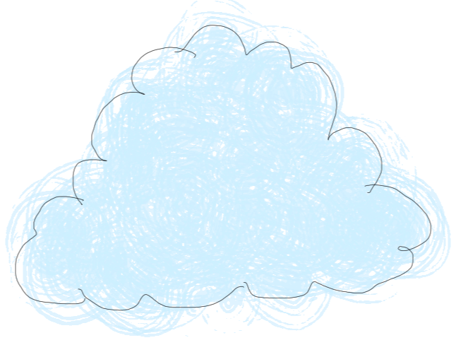 Light blue cloud illustration with scribbled lines on a black background.