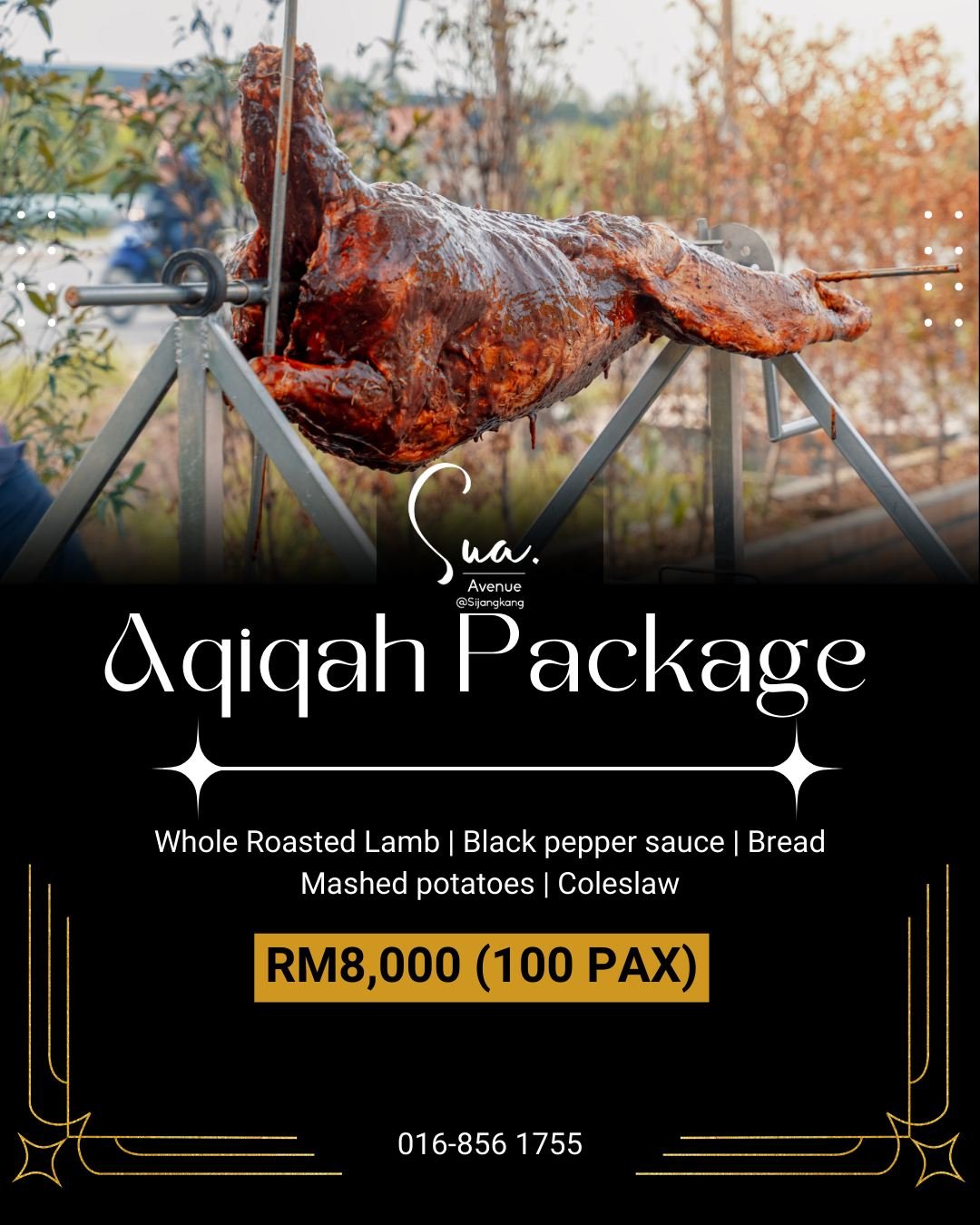 🐑 Pakej Aqiqah Lengkap di SUA AVENUE!

Nak buat Aqiqah / Cukur Jambul / Doa Selamat tanpa pening kepala?
Datang je SUA Avenue &mdash; semua kami sediakan!

✨ Dewan aircond konsep Red Brick + Glass
✨ Menu lengkap Aqiqah
✨ Mini Pelamin + Buaian Berend