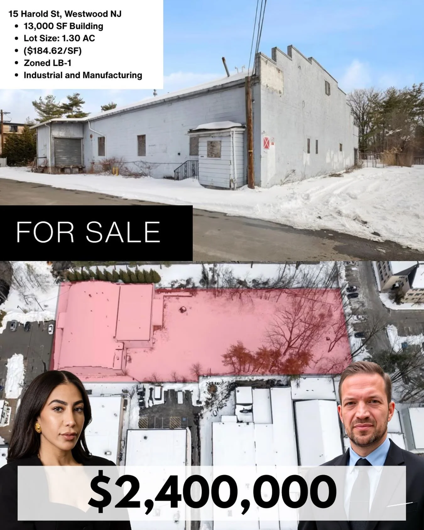 NEW OPPORTUNITY: 15 Harold St, Westwood, NJ

An exceptional industrial asset in sought-after Bergen County.

🔹 13,000 SF freestanding building
🔹 55,573 SF expansive lot
🔹 LB-1 zoning (flexible industrial/manufacturing use)
🔹 16 ft ceilings + 2 do