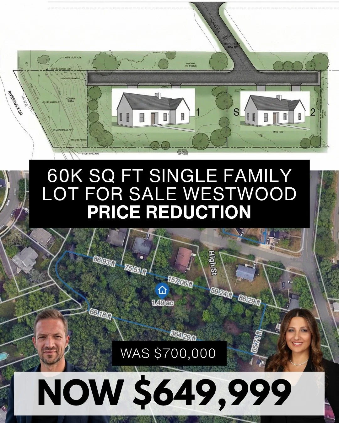 PRICE REDUCTION: 1 High Street, Westwood, NJ

A rare chance to create something exceptional in sought-after Bergen County.

&bull; Two luxury single-family lots, each approximately 30,000 SF
&bull; Private dead-end street offering privacy and exclusi