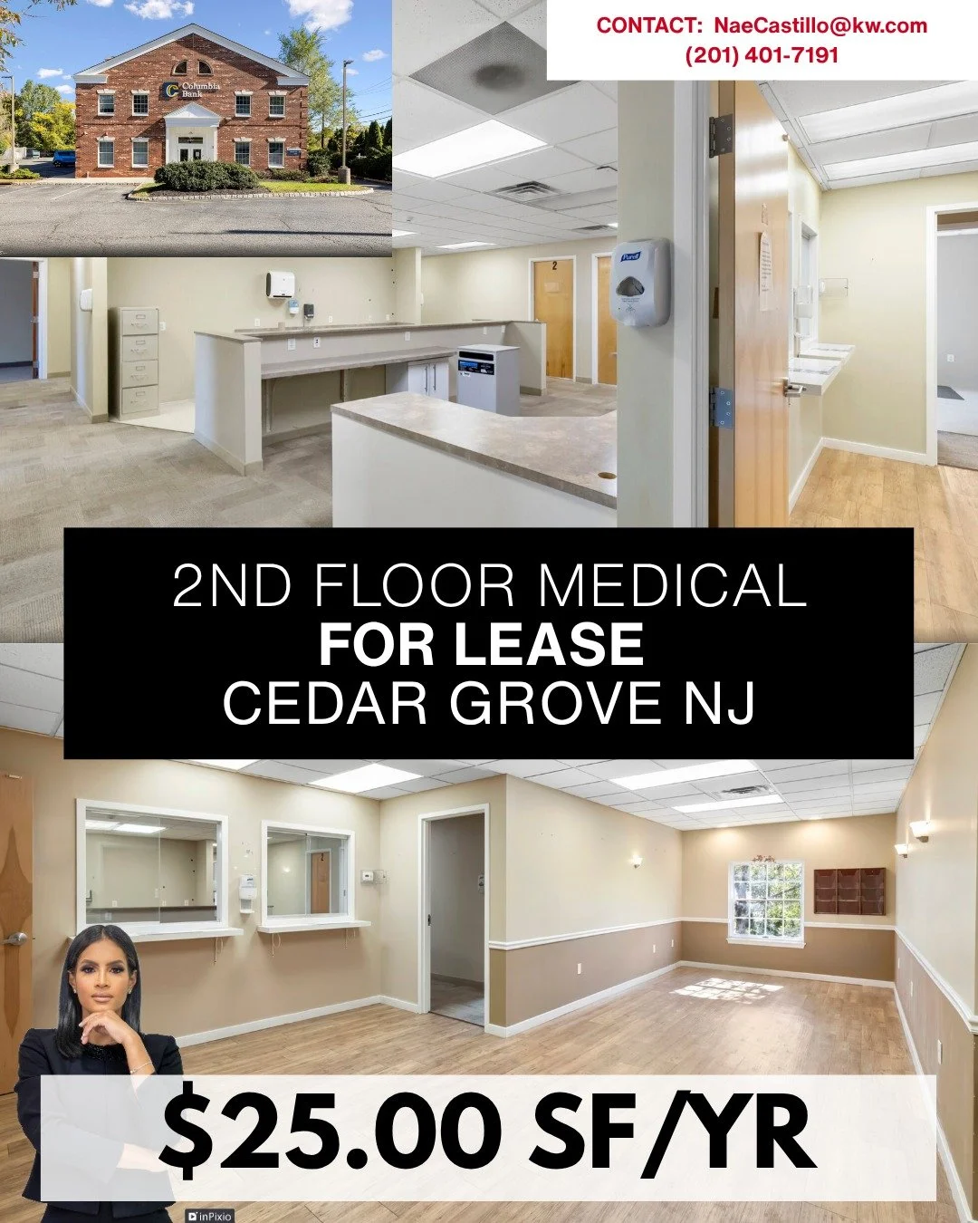 MEDICAL FOR LEASE: 3,500 SF of Office/Medical Space Available in Cedar Grove. 

This premier two-story commercial building offers exceptional visibility on busy Route 23 at a signalized intersection in the heart of Cedar Grove. The first floor is occ